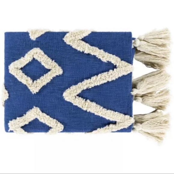 Surya Other - SURYA Tut TUT-1002 Decorative Navy & Beige 100% Cotton Woven Throw 50"W X 60”L
